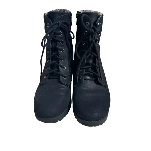 Black Heeled Lace up Boots Size 8.5 - Picture 3 of 7